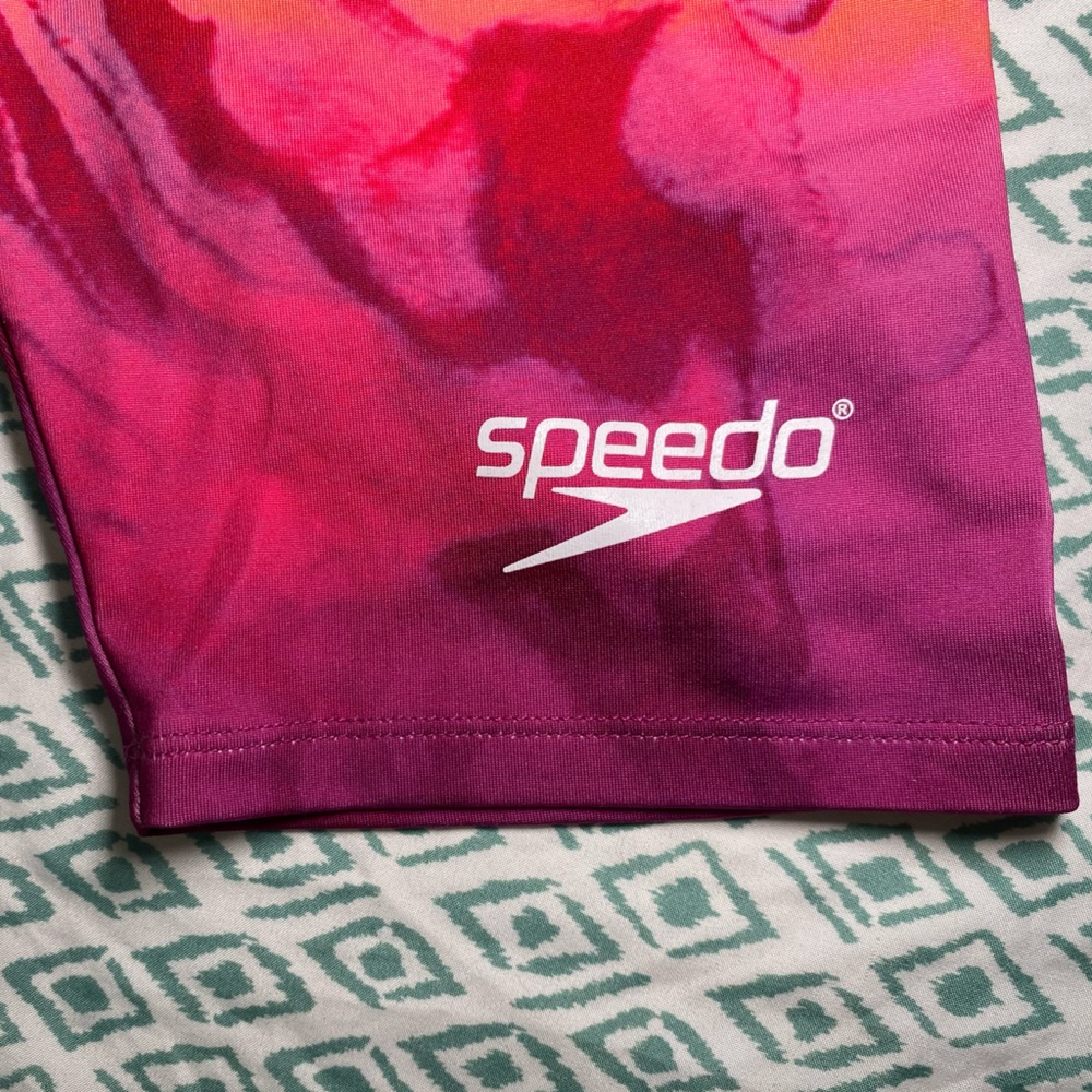 Speedo X Forever 21 Rainbow Tie Dye Ombré Long Biker Shorts Size M - Picture 5 of 8